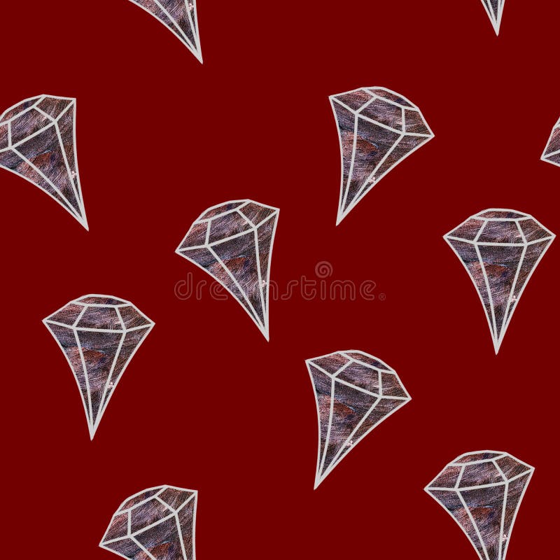 Gemstone pattern. Seamless illustration. Pale crystal on red background. Flat design gemstone. Pattern can be used as wrapping stock illustration Gemstone pattern. Seamless illustration. Pale crystal on red background. Flat design gemstone. Pattern can be used as wrapping stock illustration