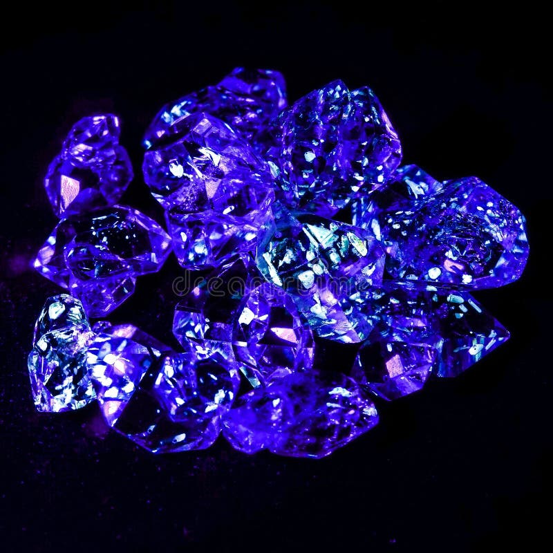 Gemstones with Oil Inside Shining Blue Under a UV Light Stock Image