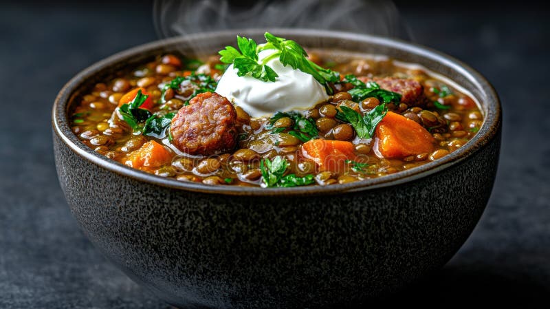 Gemüsesuppe mit Gemüse und Kräutern stock abbildung