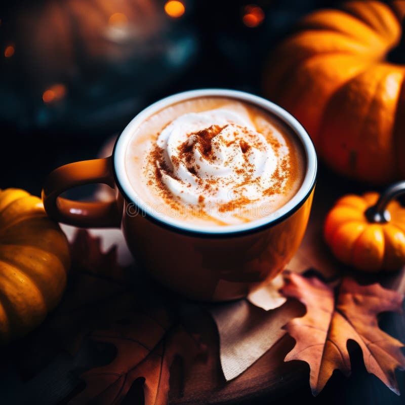 Gemütliche Herbstkaffee mit Kürbis stock abbildung