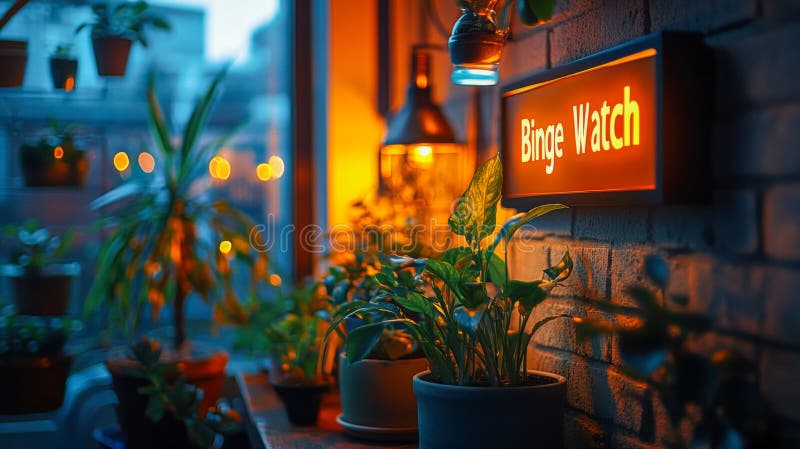 Gemütlicher Innengarten mit wackeligen Uhr bei entspannter Abendlicht vektor abbildung