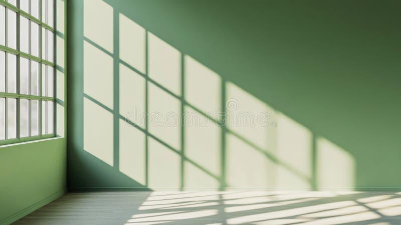 Gemütliches Zimmer mit grüner Wand und Fenster lizenzfreie stockfotos