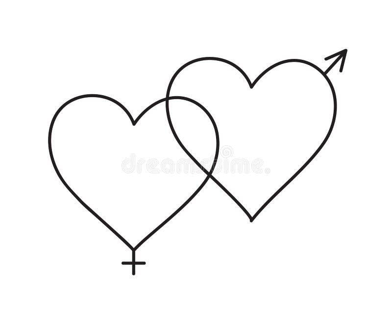 Gender icon. Hearts symbol line drawing. Vector illustration simple design. royalty free illustration