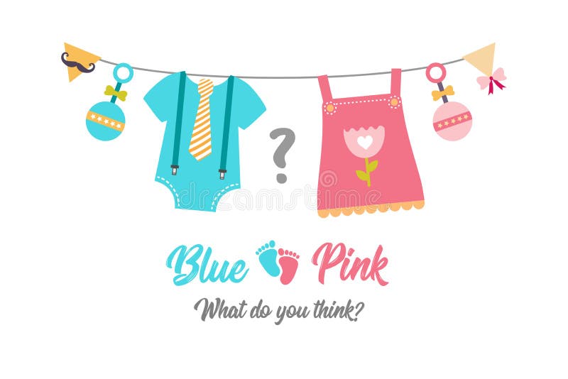 Pink Blue Baby Shower Reveal Gender Baby Shower Stock