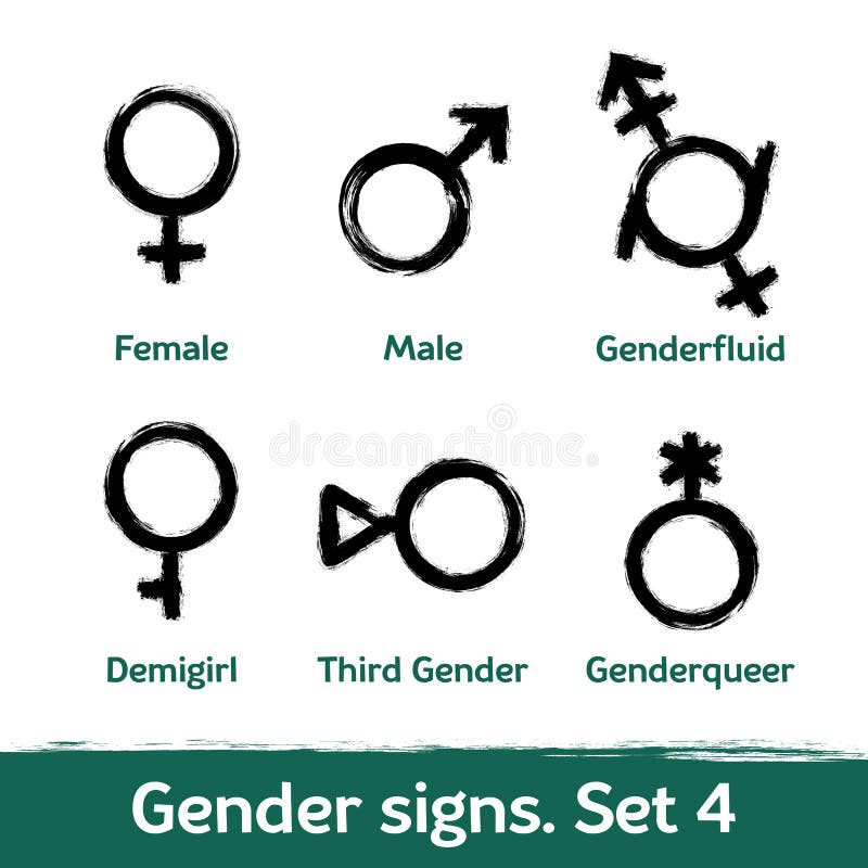 Gender Signs Drawn With Brush Lgbt Icons For Sex Diversity And Equality Of Human Rights Stock