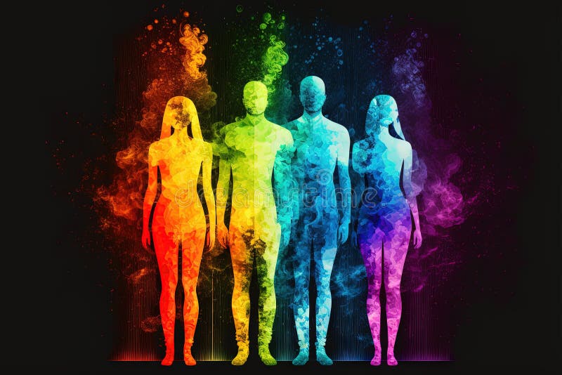 Gender Spectrum Abstract Concept of Human Diversity Using Different Colors Illustration 