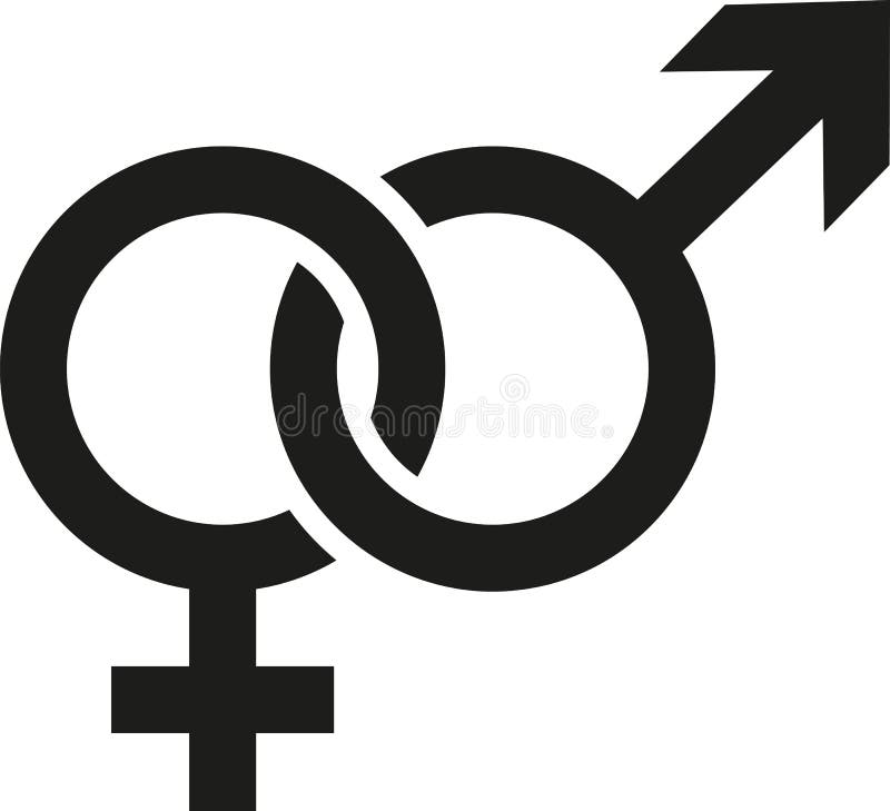 Male And Female Sex Symbols With Hearts Stock Illustration