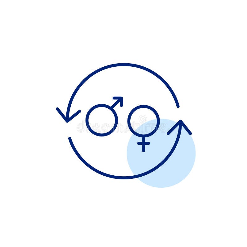 Gender transitioning. Change of gender presentation. Pixel perfect, editable stroke line icon stock illustration Gender transitioning. Change of gender presentation. Pixel perfect, editable stroke line icon stock illustration