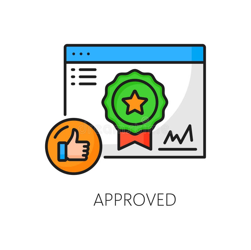 Genehmigt. Web-Audit-Icon für Websiteanalyse vektor abbildung