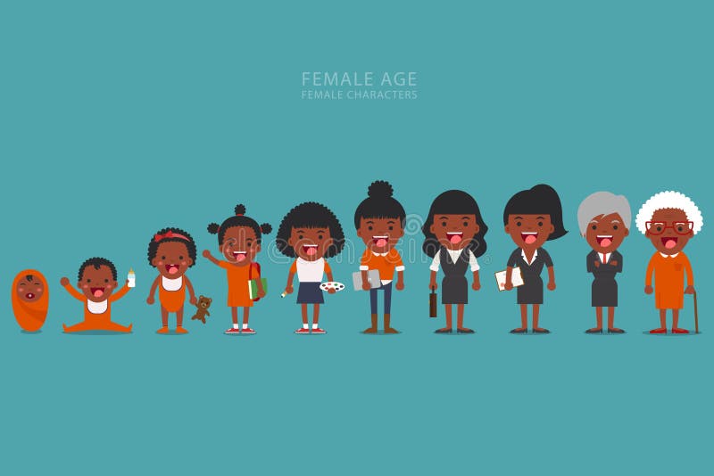 Generaciones étnicas afroamericanas de la gente en diversas edades ilustración del vector Generaciones étnicas afroamericanas de la gente en diversas edades ilustración del vector