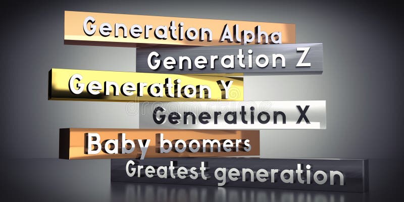 Generación alfa generación z generación y generación x baby boomers mayor generación libre illustration