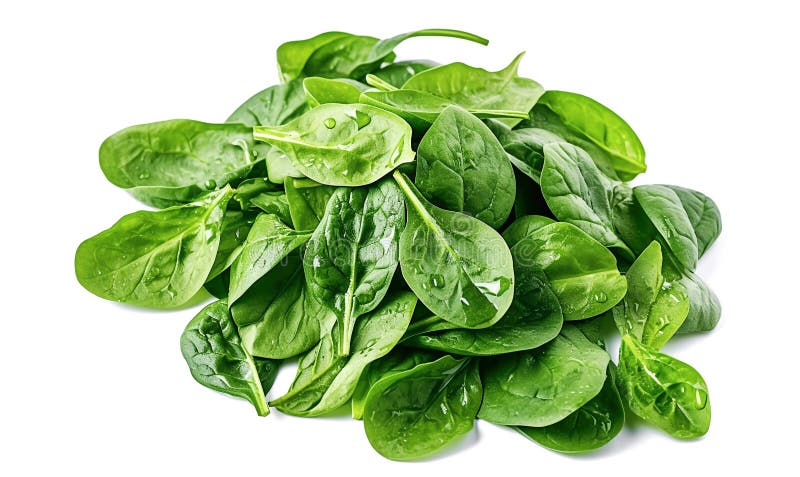 Generador de ai. hojas frescas verdes de la espinaca para bebé en blanco stock de ilustración