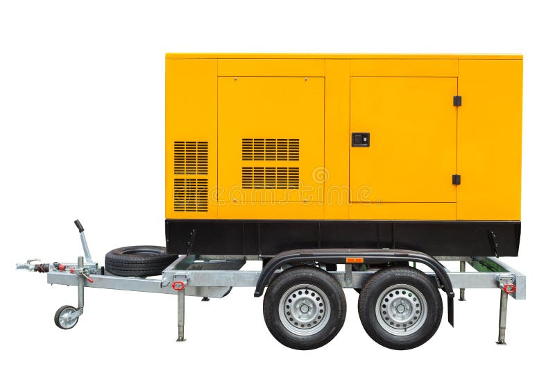Generador diesel móvil para la energía eléctrica de la emergencia aislado en el fondo blanco con la trayectoria de recortes imagenes de archivo Generador diesel móvil para la energía eléctrica de la emergencia aislado en el fondo blanco con la trayectoria de recortes imagenes de archivo