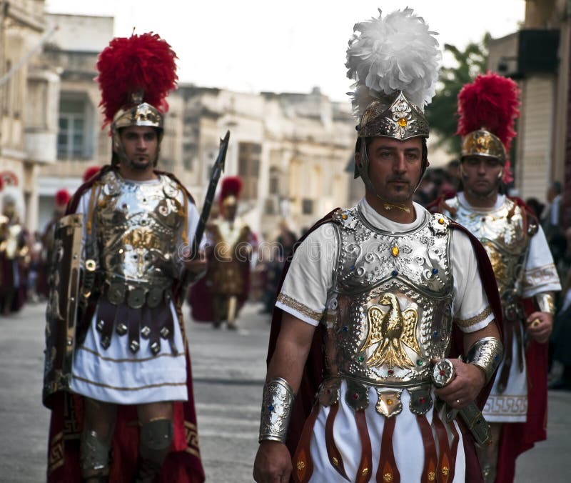 LUQA, MALTA - 10 APR 2009 - Roman soldiers during the Good Friday procesion in Luqa in Malta. LUQA, MALTA - 10 APR 2009 - Roman soldiers during the Good Friday procesion in Luqa in Malta