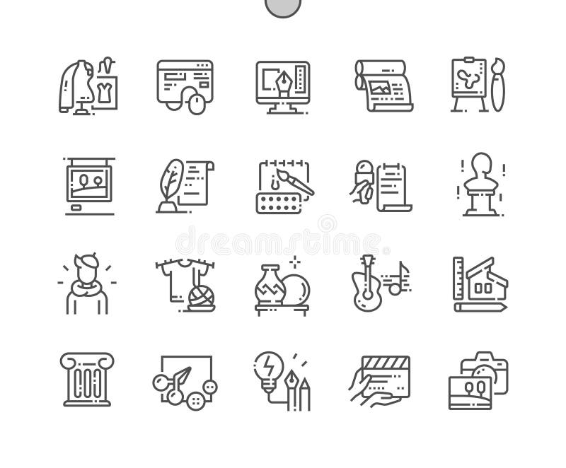 General Arts Well-crafted Vector Thin Line Icons royalty free illustration