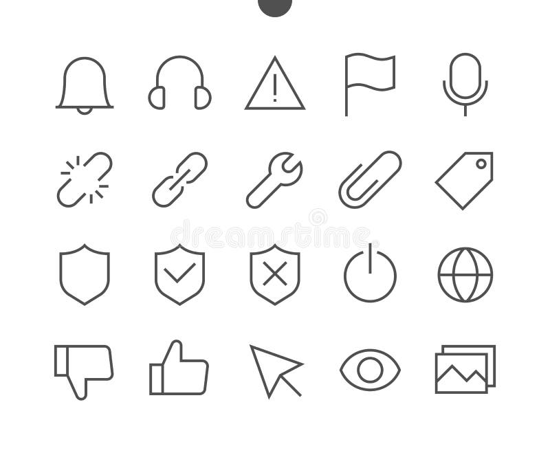 General UI Pixel Perfect Well-crafted Vector Thin Line Icons stock illustration