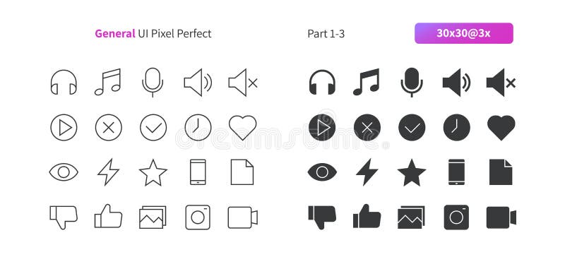 General UI Pixel Perfect Well-crafted Vector Thin Line And Solid Icons 30x30 Grid for Web Graphics and Apps. stock illustration