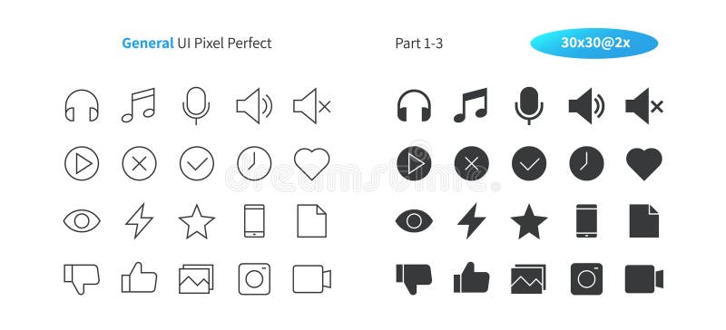 General UI Pixel Perfect Well-crafted Vector Thin Line And Solid Icons 30x30 Grid for Web Graphics and Apps. vector illustration