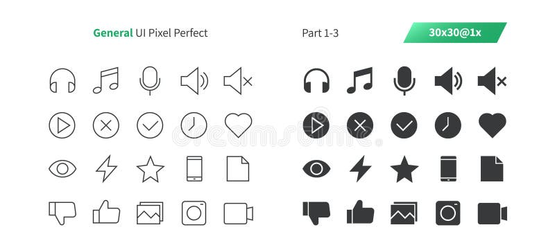 General UI Pixel Perfect Well-crafted Vector Thin Line And Solid Icons 30x30 Grid for Web Graphics and Apps. stock illustration