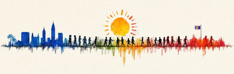 Generate an image that celebrates Commonwealth Day showcasing the diversity and unity of the Commonwealth community Depi stock illustration