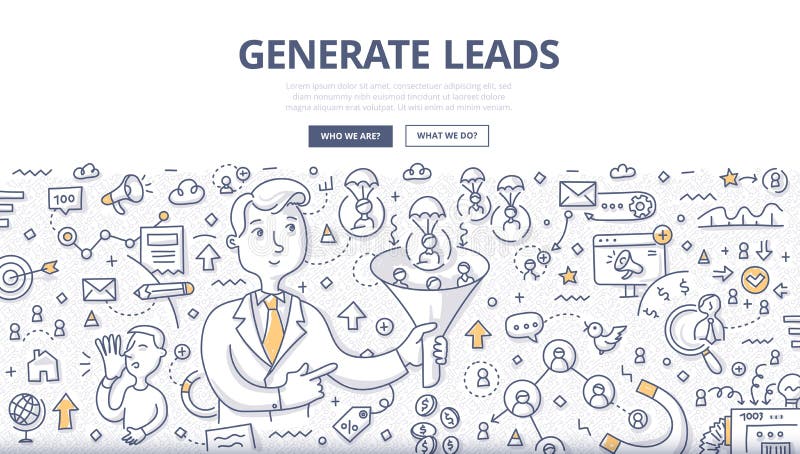Generate Leads Doodle Concept. Doodle illustration of generating leads using such channels as: e-mail, website, networking, social media, influencer marketing Generate Leads Doodle Concept. Doodle illustration of generating leads using such channels as: e-mail, website, networking, social media, influencer marketing