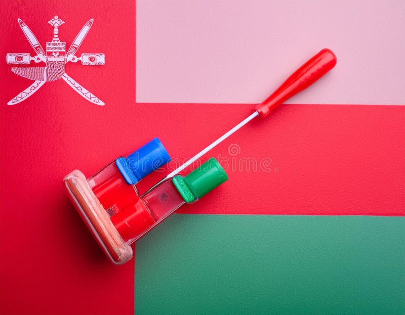 Oman Flag. The National Flag of Oman stock photo