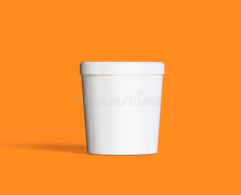 Ice cream buckets. Realistic blank white mockup of ice cream paper food container. 3D render illustration empty for mockup collection. Bulat illustrations