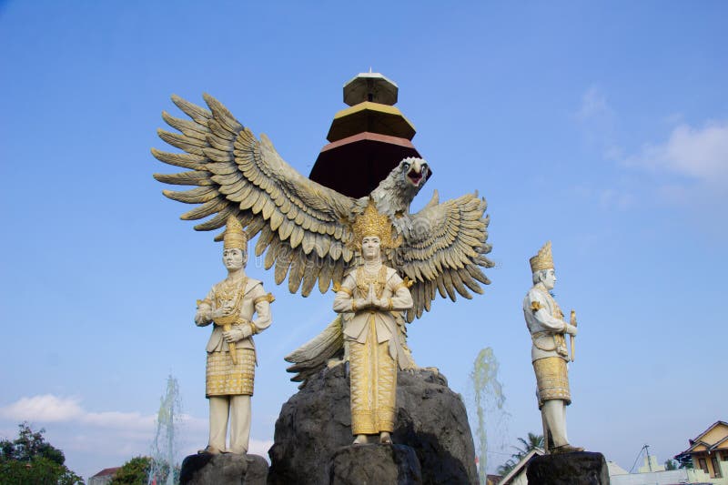 The front view of the Garuda and Bride Monument landmarks is at the Jalan Pesawaran roundabout royalty free stock photos