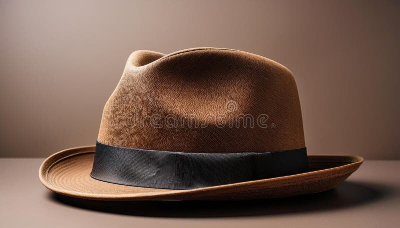 Brown Fedora Hat_ stock illustration