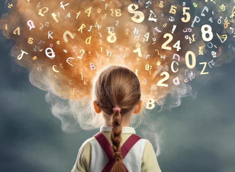 Thinking child, concept of high intelligence quotient vector illustration