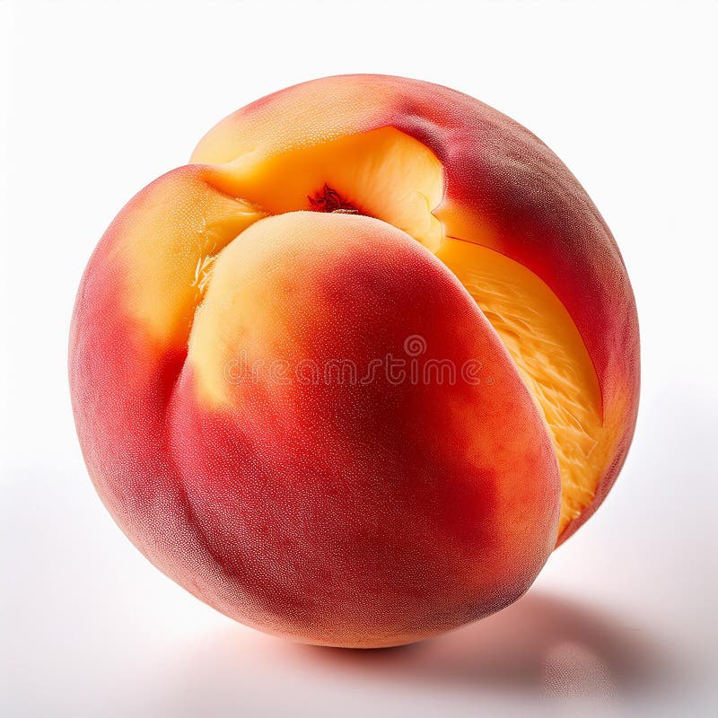Peach fruit. Fruit concept with peaches close up on white. Ai Generated image