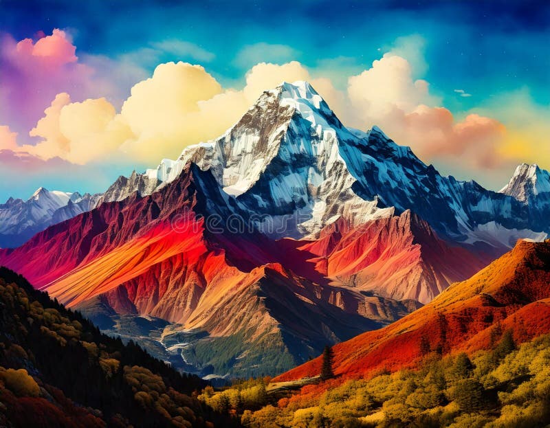 Majestic Mountain Dreamscape stock illustration