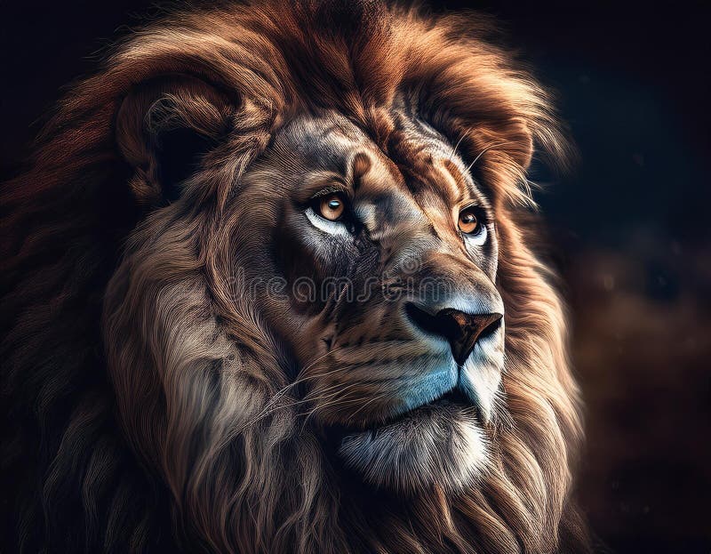 Highly Detailed Lion Looking Away vector illustration