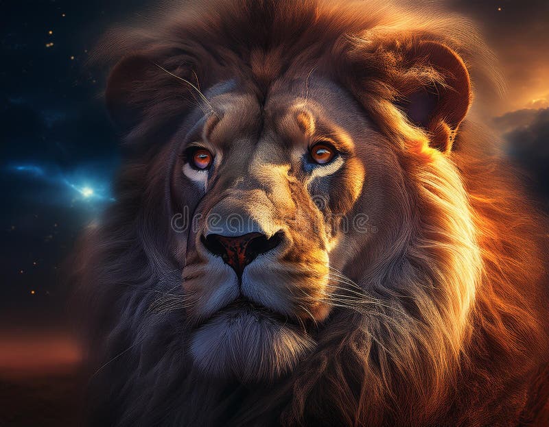 Highly Detailed Lion Looking Away royalty free illustration