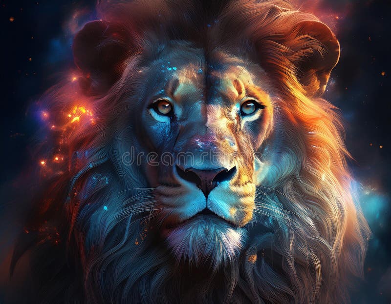 Highly Detailed Lion Looking Away royalty free illustration