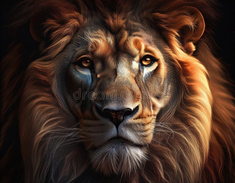 Highly Detailed Lion Looking Away royalty free illustration