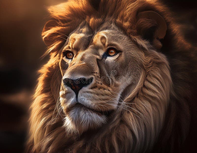 Highly Detailed Lion Looking Away vector illustration