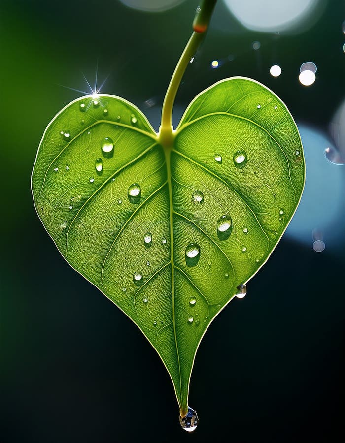 Leaf Heart Love. A heart shaped leaf with water drops royalty free illustration