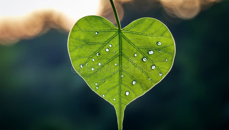 Leaf Heart Love. A heart shaped leaf with water drops royalty free illustration