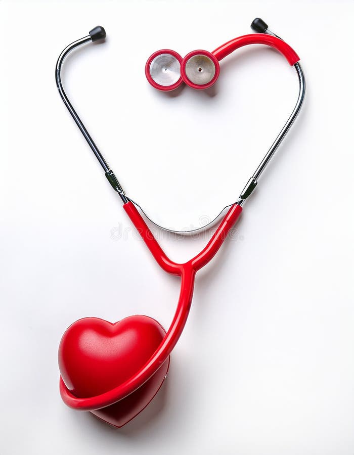 Heart Stethoscope. Red Stethoscope in Shape of Heart Isolated On White Background. royalty free illustration