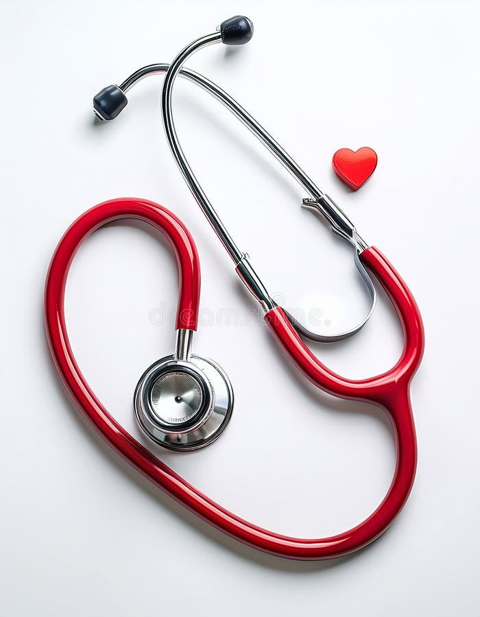 Heart Stethoscope. Red Stethoscope in Shape of Heart Isolated On White Background. vector illustration