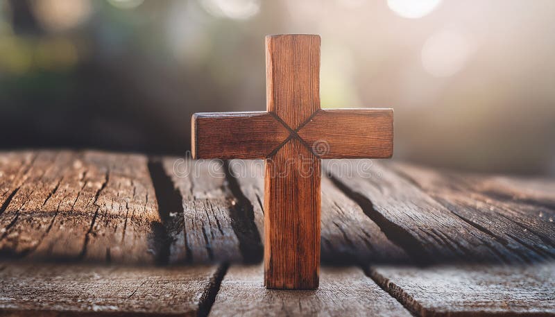 Lent Season,Holy Week and Good Friday concepts - image of wooden cross with stones and palm royalty free illustration