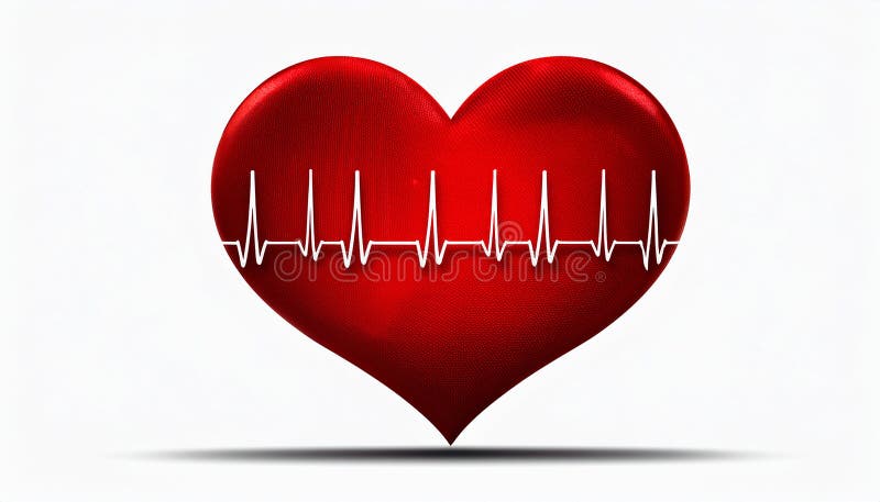 Red heart icon with sign heartbeat on white background. Illustration design vector illustration