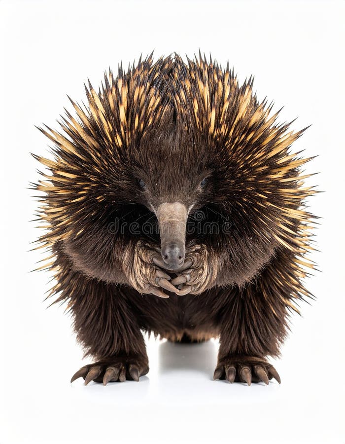 Echidna Isolated. Echidna, Tachyglossus Species, Isolated on White