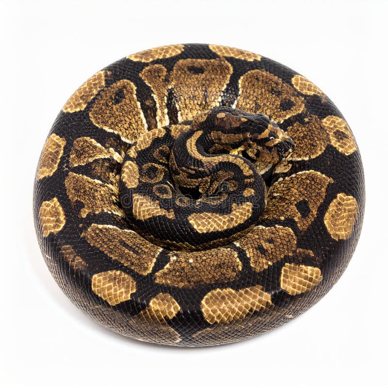 Closeup of a african coiled royal or ball python snake on a white background vector illustration