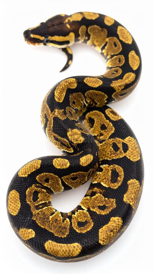 Closeup of a african coiled royal or ball python snake on a white background vector illustration