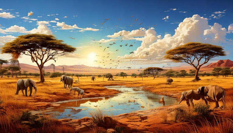Idyllic view of the Serengeti. royalty free stock images