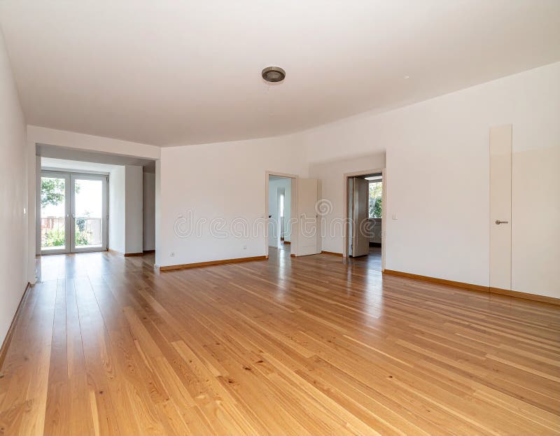 Ground floor of modern house with wooden floor stock illustration