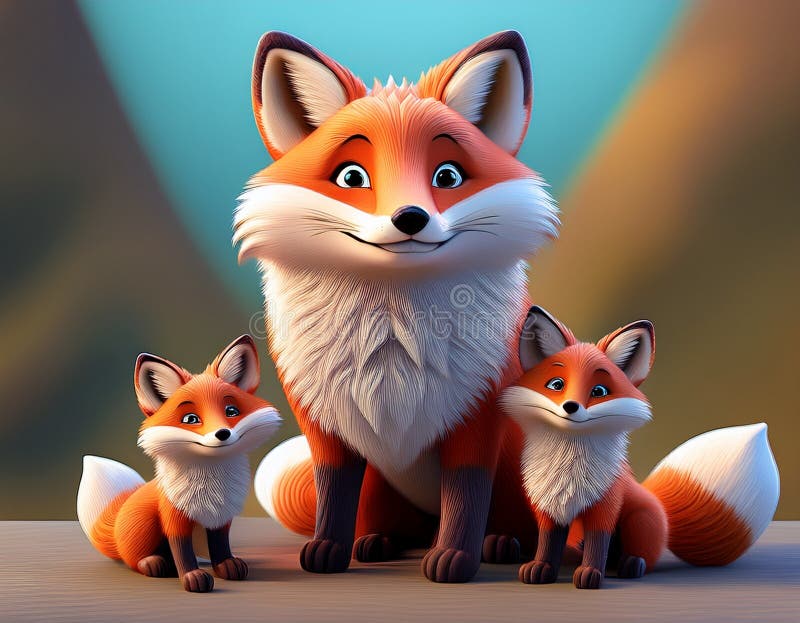 Red fox in forest cartoon stock photos