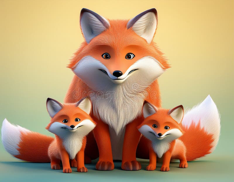 Red fox in forest cartoon stock photos